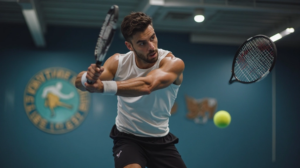 لاعب تنس يقوم بتمارين لياقة بدنية متقدمة
