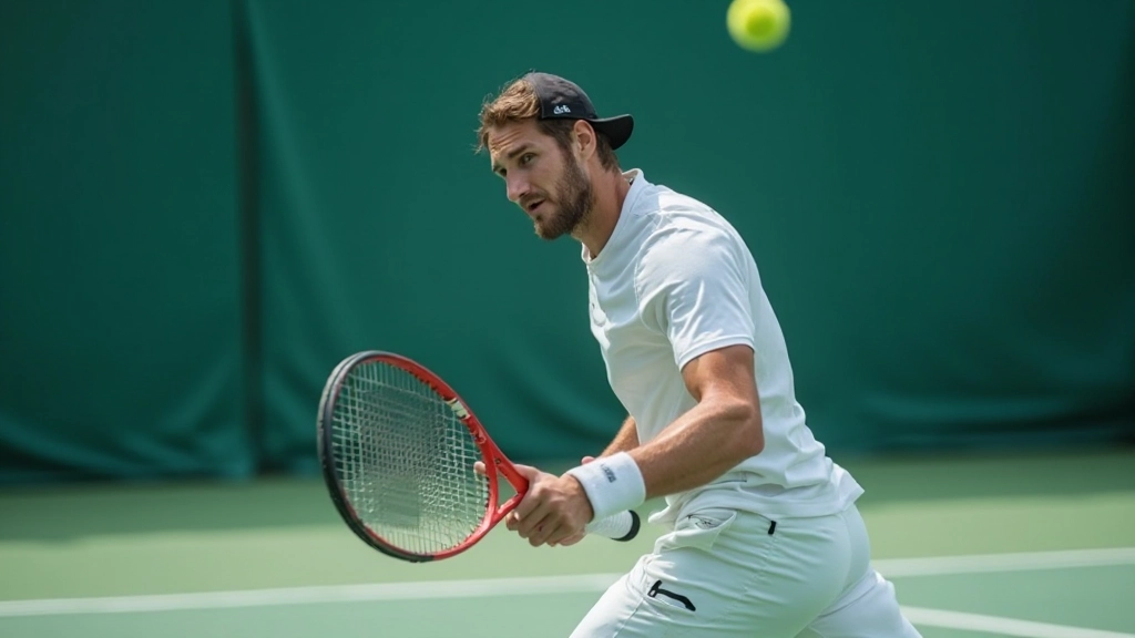 لاعب تنس يمارس تقنية الإرسال القوية والدقيقة